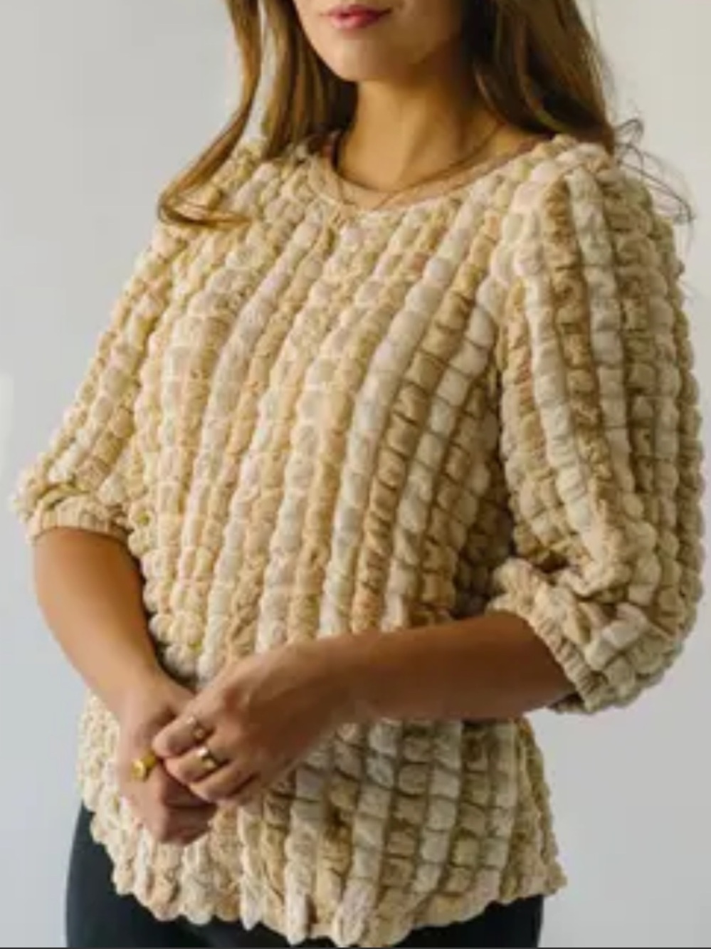 Bubble Popcorn Textured Blouse Shirt